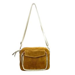 Borsa a tracolla da donna in pelle crosta con tasca frontale 57834
