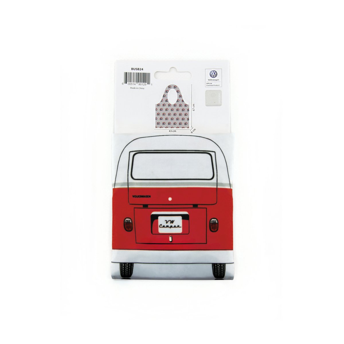 Volkswagen VW T1 Bus Shopper Bag, foldable - Front/Grey