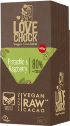 80 % Schokolade mit Pistazien und Himbeeren – Biologisch, roh, pflanzlich und nachhaltig
