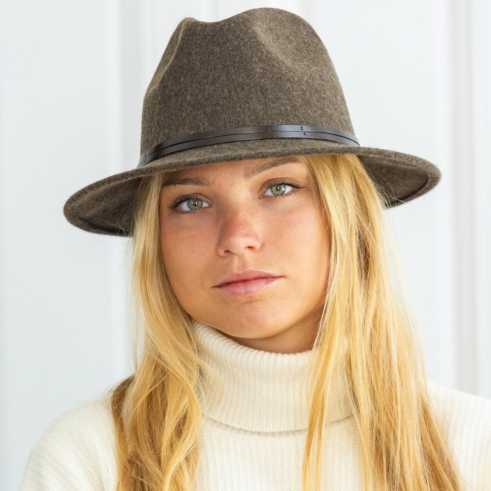CHAPEAU FEUTRE - lien cuir, bord cousu
