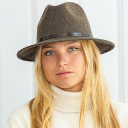 CHAPEAU FEUTRE - lien cuir, bord cousu