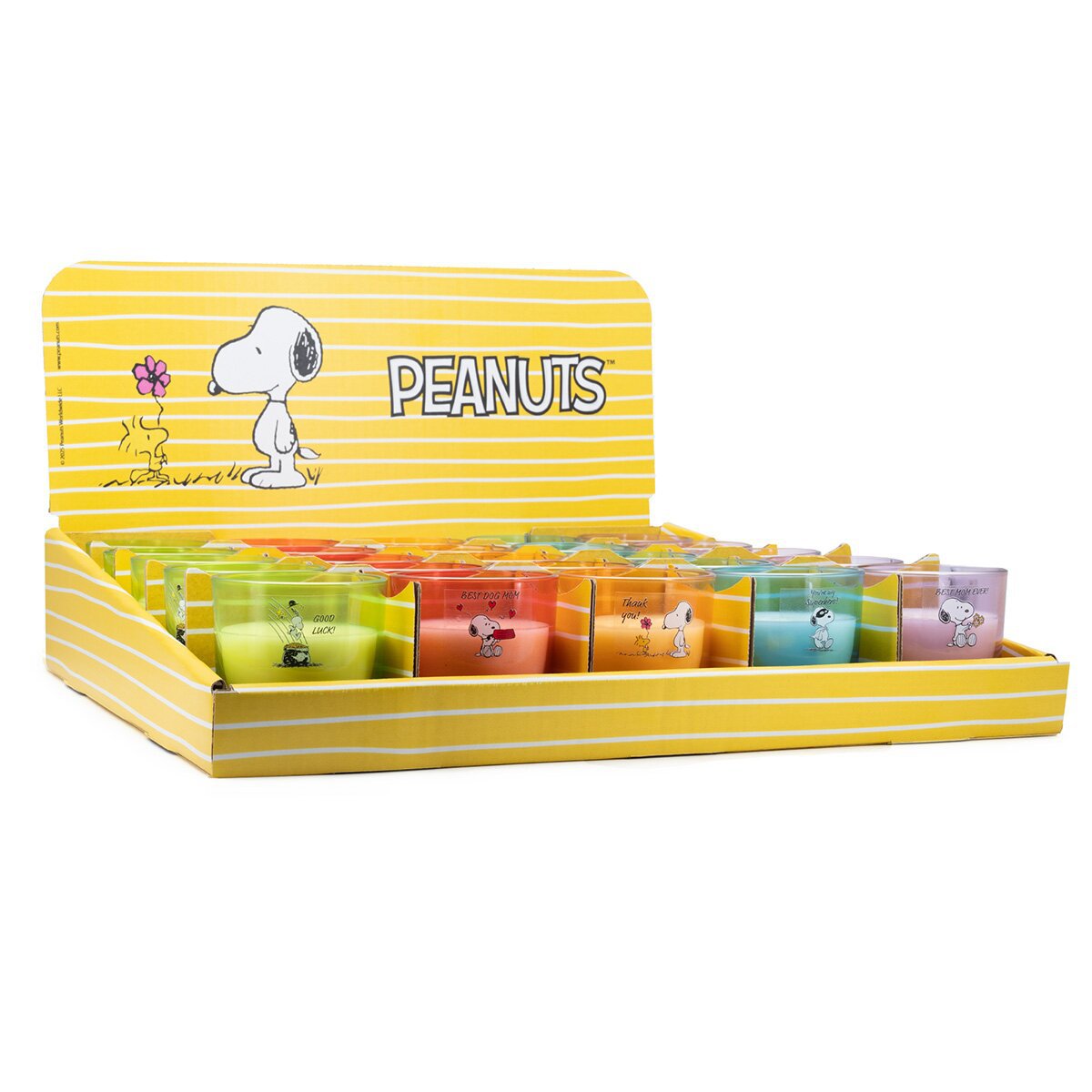 Thekendisplay Peanuts 25 x 100g - 5 x Best Dog Mom, 5 x Best Mom ever, 5 x Good Luck, 5 x You're my superhero, 5 x Thank you