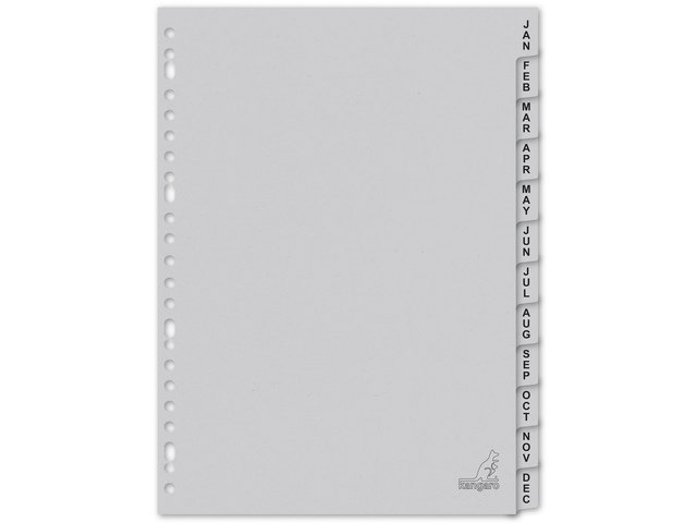 ECO Tab Kangaro A4 letters 180gr gray cardboard 23r 12pcs FSC Jan-Dec