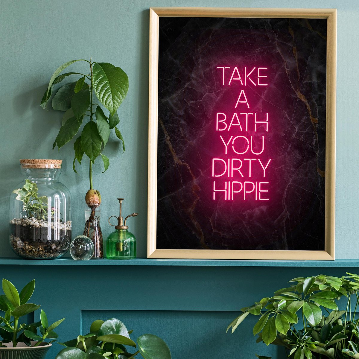 Tomar un baño Hippie Black Marble Print