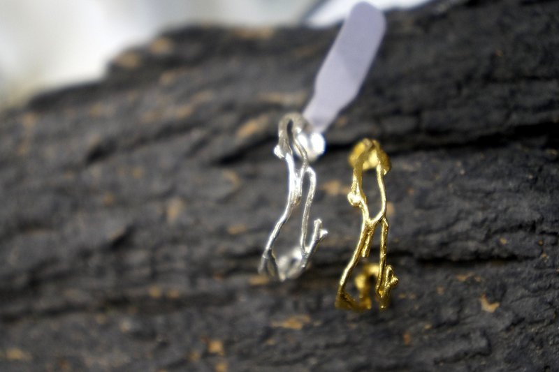 Silver Branch Earrings, Gold-Plated Sterling Silver Jewelry, Hoop Earrings, Gift for Her, Birthday Gift for Women, Handmade Jewelry