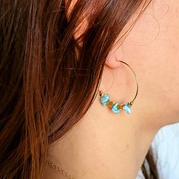 Turquoise hoepel oorbellen