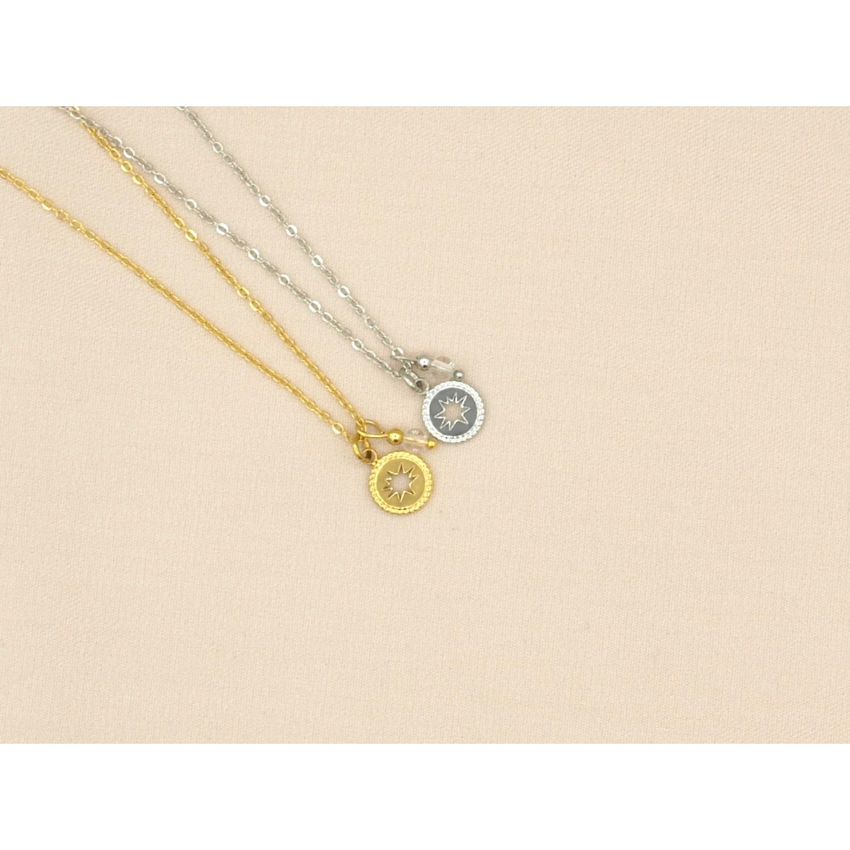 Ketting rock, ster berg kristal, zilver of goud stainless steel