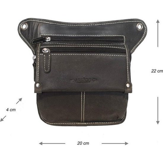 Motor Bean's bag - Black leather hip bag or leather shoulder bag