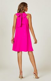 Halter hals slips mini kjole tilbage i magenta