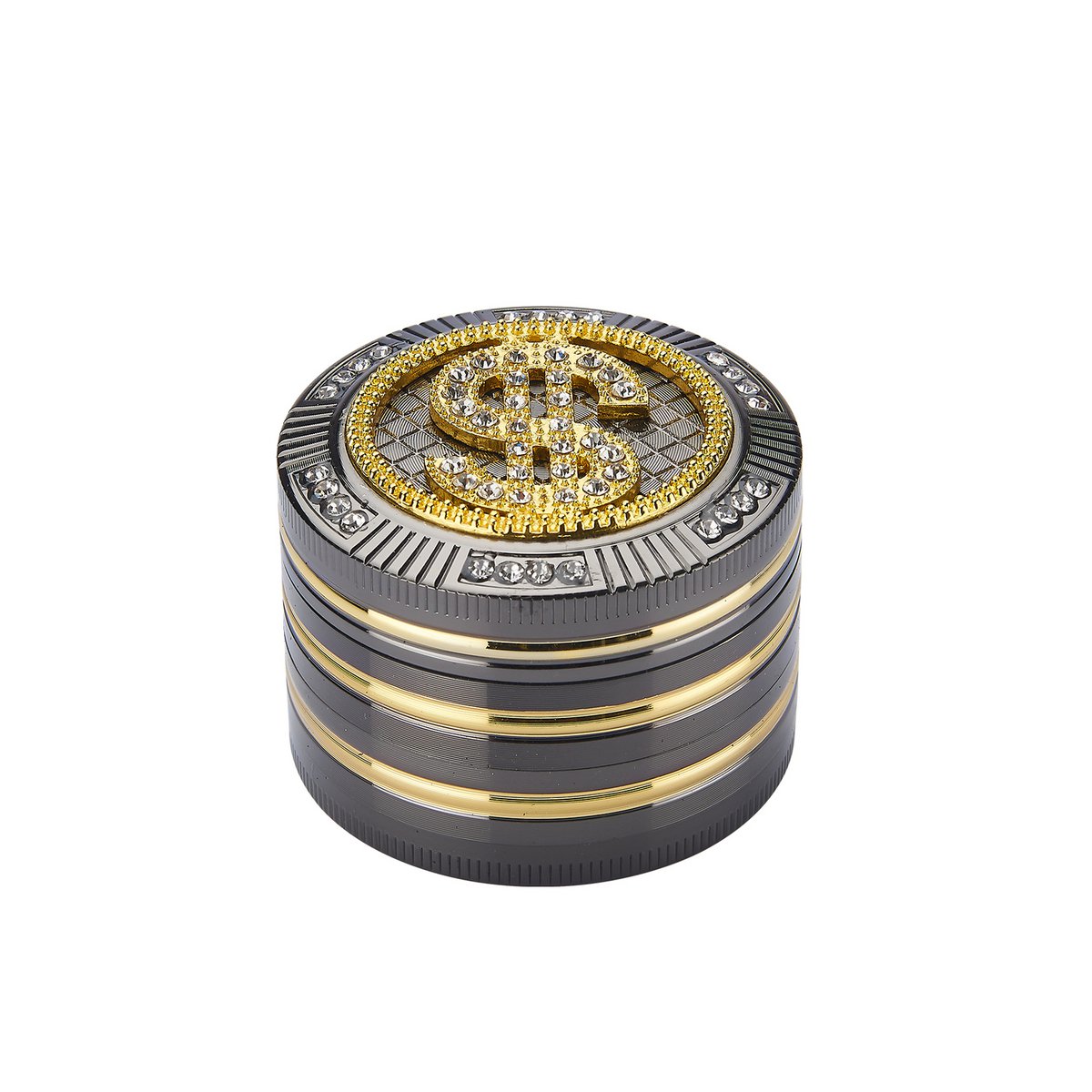 Grinder Magnétique- Broyeur à tabac & Herbes aromatiques - 4 Parties - Moulin à Epices -Dents de Diamant - 50 mm- Avec grattoir - Design Dollar