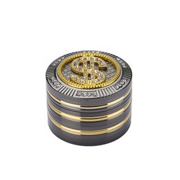 Młynek magnetyczny - Młynek do tytoniu i ziół aromatycznych - 4 części - Młynek do przypraw - Diamentowe zęby - 50 mm - Ze skrobakiem - Konstrukcja w kształcie dolara