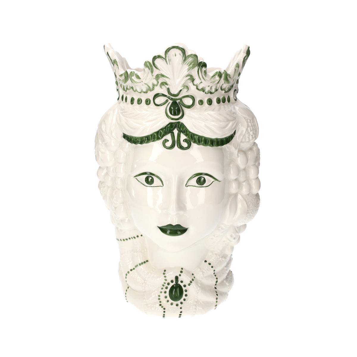 Grüne Keramikprinzessin, hergestellt in Italien, H 38 x Ø 22 cm