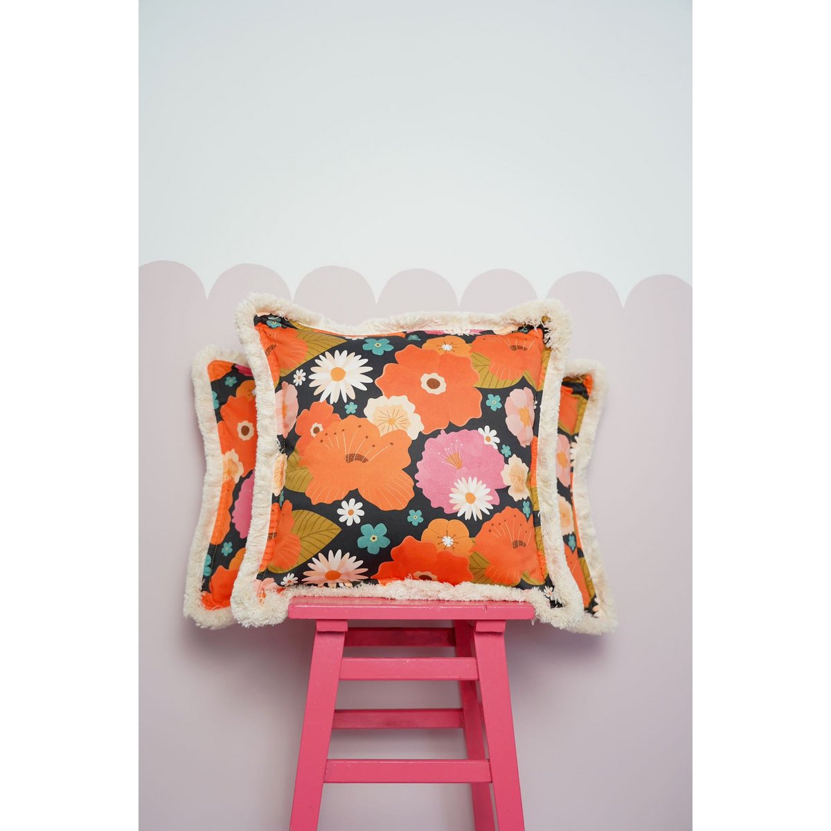 Pillowcase with fringe "Picnic with Flowers"