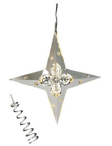 Top & Hanging Star with Flowers & LED Lights, Silver