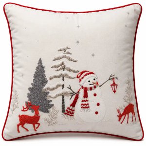 Winter White – Snowman Embroidery – Cushion Cover / Kussenhoes – Christmas 45×45 cm – Urbane Hide