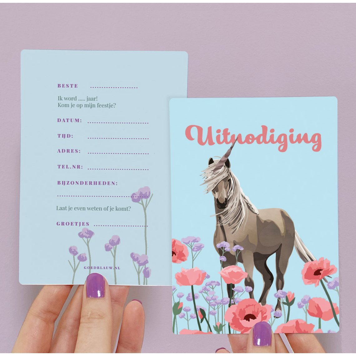 5 x Invitación Fiesta Infantil - Unicornio