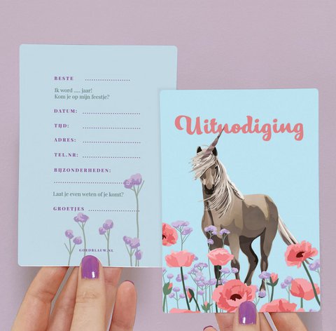 5 x Invitation Children's Party - Unicorn