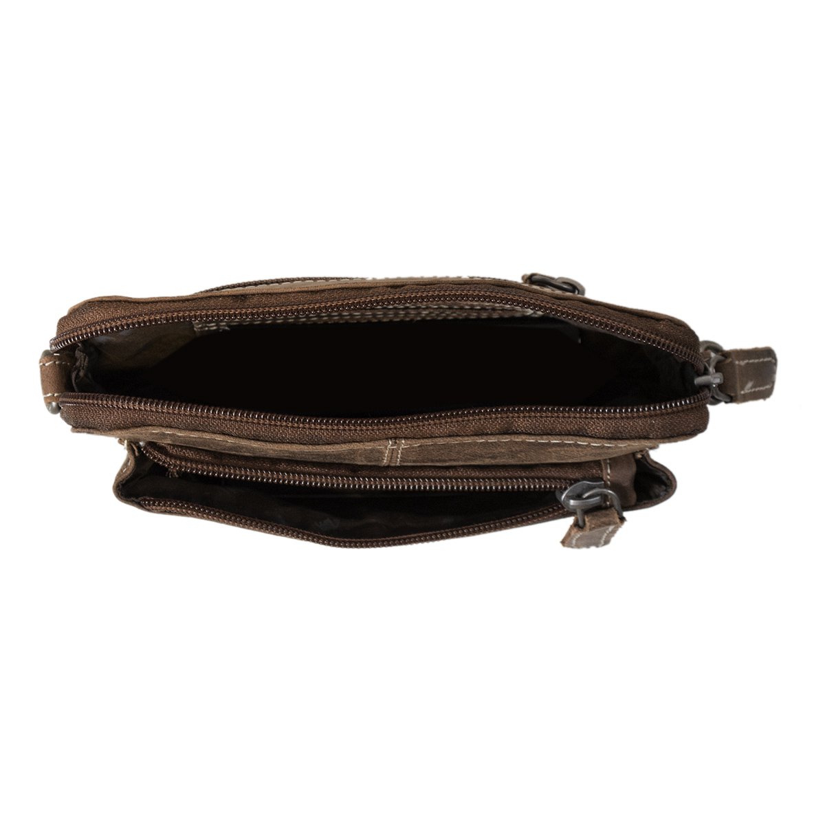 Schultertasche - Gürteltasche - Clutch aus schwarzem Büffelleder - 3 Farben Leder