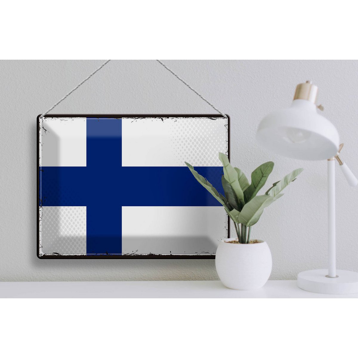 Tin Sign Flag Finland 40x30cm Retro Flag of Finland