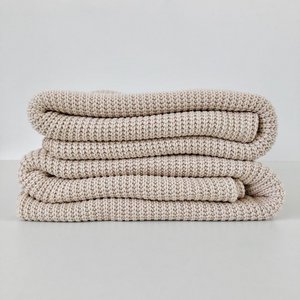Crib/cot blanket big knit natural