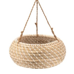 Braided lamps from seagrass with jute rope