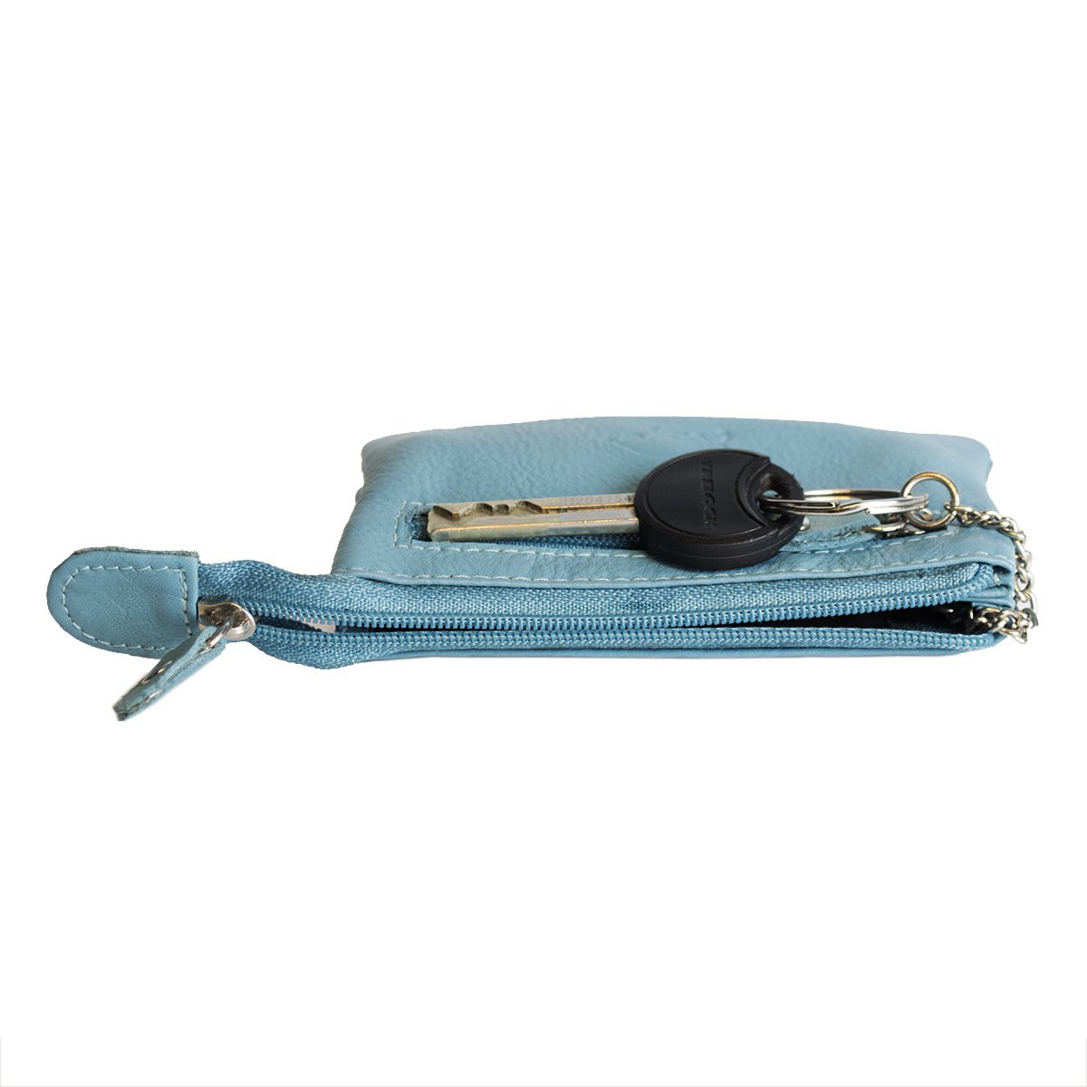 Portachiavi In 11 Colori - Portachiavi In Pelle - Con 2 Tasche Con Cerniera