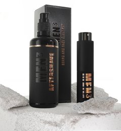 A men's fragrance gift set containing an aftershave and perfume in a sleek black packaging.