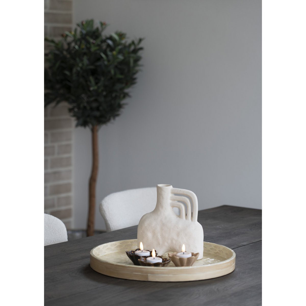 Bakke - Bakke, bambus/capiz, beige, 40x40x3,5 cm