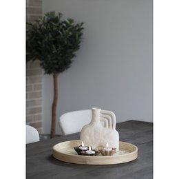 Tray - Tray, bamboo/capiz, beige, 40x40x3,5 cm