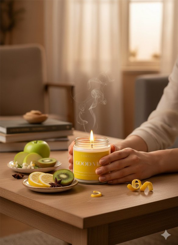 Duftlys Citron-, kiwi- og æblelys - Good Vibes