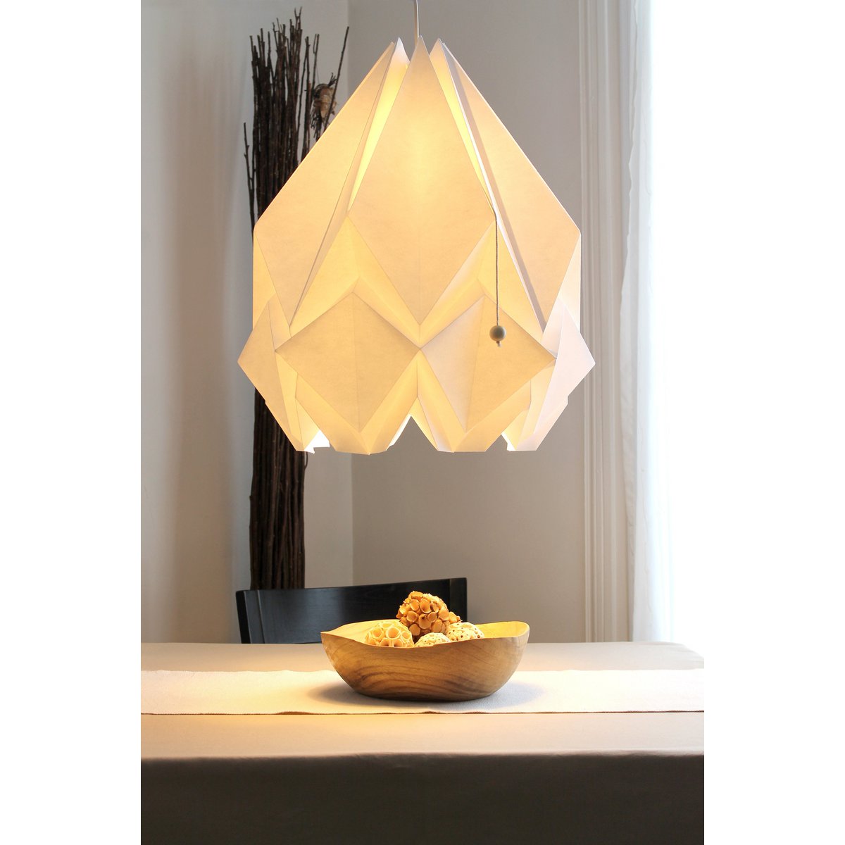 Papir Origami Solid Color Hængelampe - Størrelse XL