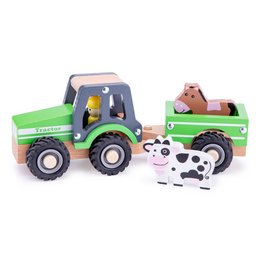 Tracteur en bois avec remorque - Animaux