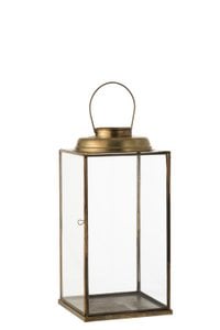 J-Line lantern Low Antique - glass/iron - bronze - small - LC