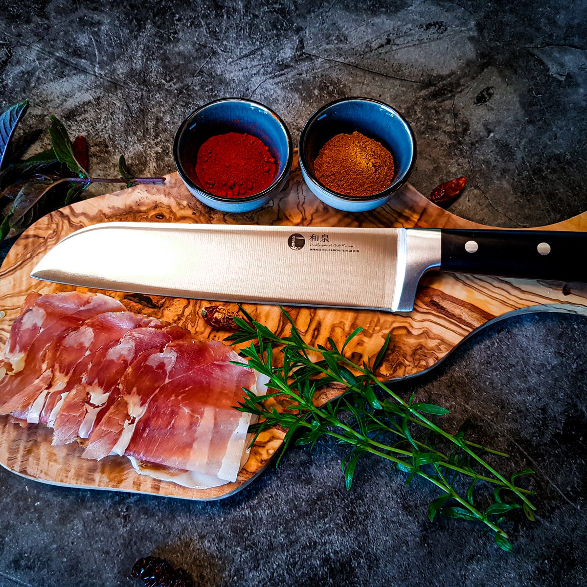 IZUMI ICHIAGO Santoku fish, meat and vegetable knife, Tecaran handle, "Professional Chef Knife"