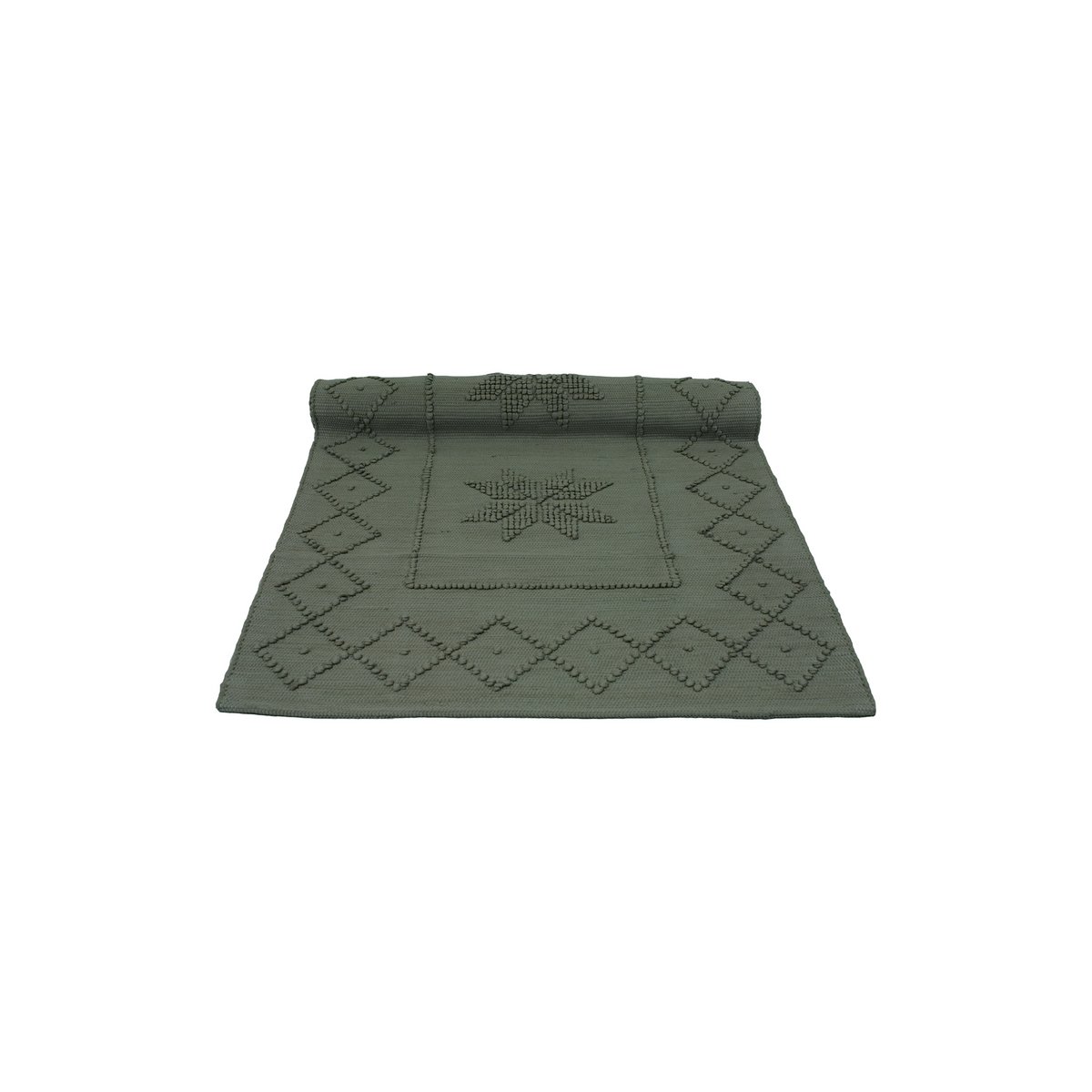 tappeto in cotone intrecciato stella verde oliva medio