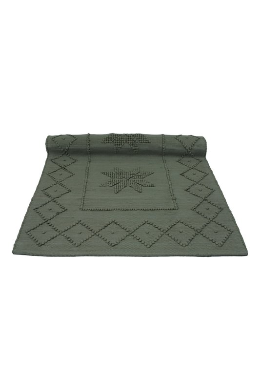 tapis en coton tissé vert olive moyen