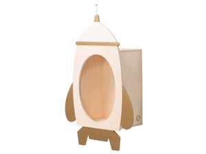 Rocket shelf "Rockin 'Rocket" White and Wooden-Gold