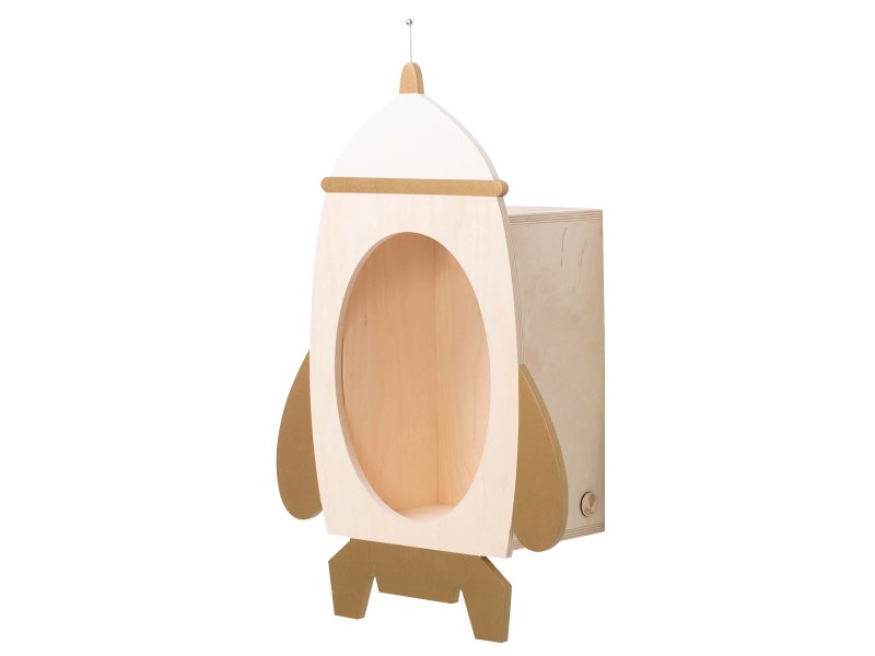Rocket shelf "Rockin 'Rocket" White and Wooden-Gold