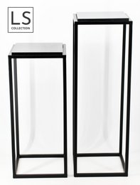 LS Collection® - Plant Table - Base - Kolonne - Plante -søjle - Sort - Søjle - Med butik - Plante Sesteut - 100x35x35cm - Piedestal - Tung - Robust - Plantestand indeni