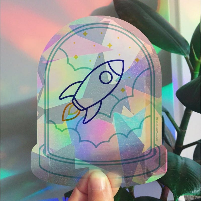 Rainbowmaker raamsticker / kaart - Rocket