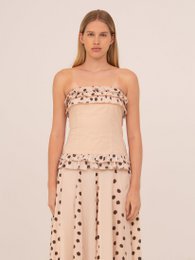Noctis beige top met stippenprint