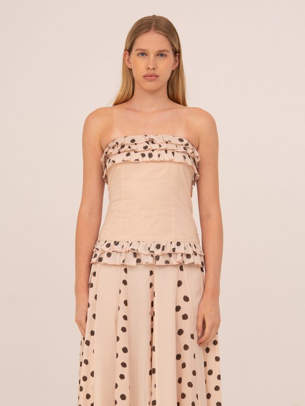 Noctis beige top met stippenprint