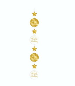 Hängende Dekoration Gold / Weiß - Alles Gute zum Geburtstag