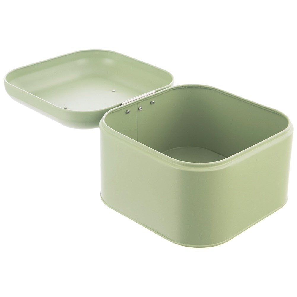 Brood bin metaal groengeelachtig 20x20x17 cm