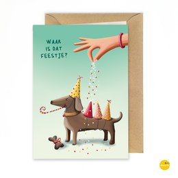 wenskaart party dog