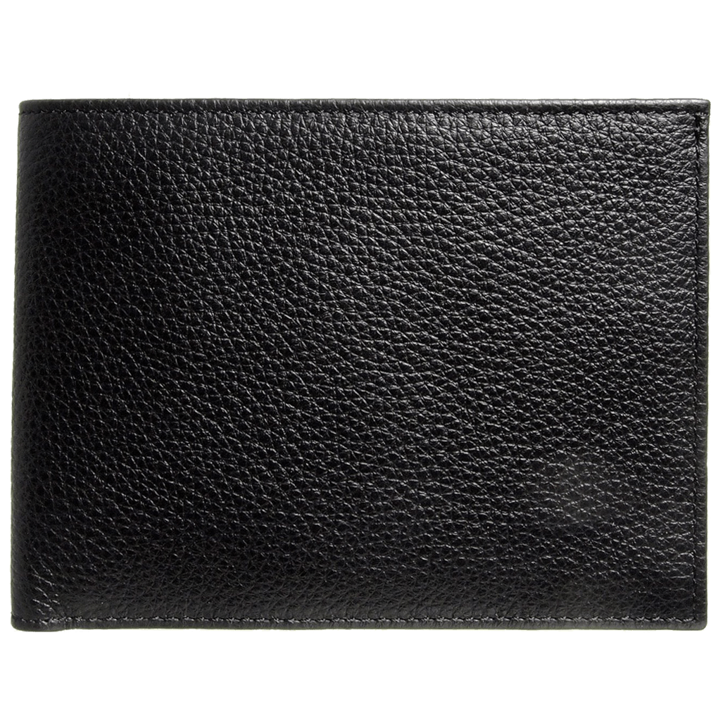 8 Credit Card Pebbled Leather Billfold Black