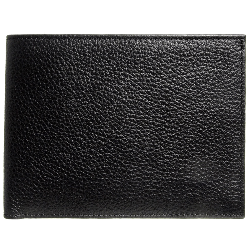 8 Credit Card Pebbled Leather Billfold Black