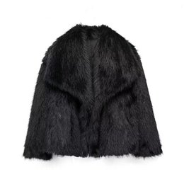 Winter Plush Coat Fashion Warm Thicken Fluffy Lapel Jacket Outwear Casual Long Sleeve Tops Womens Clothing