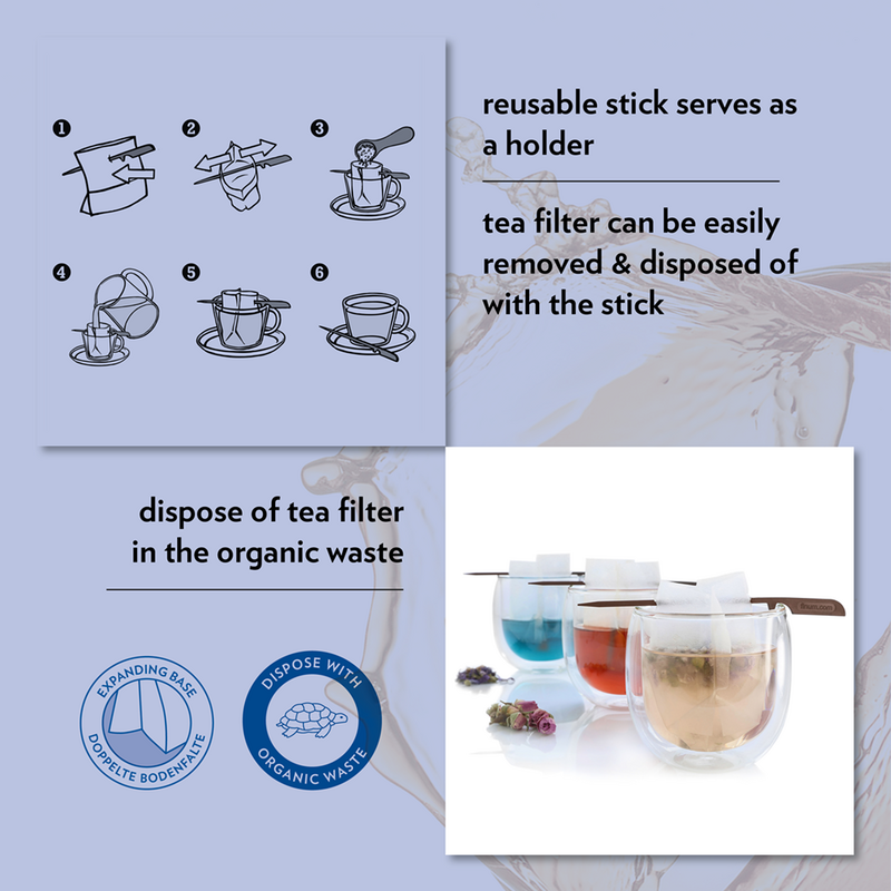 TEA FILTERS + STICK, Tea Filters + 1 Stick