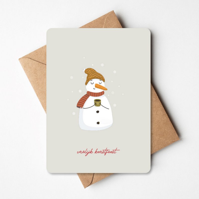 Christmas card | Snowman with coffee